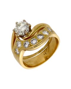 Pre-Owned 14ct Yellow Gold 1.37ct Diamond Twist Bridal Ring Set