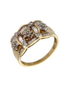 Pre-Owned 9ct Yellow Gold 0.50ct Mixed Cut Diamond Cluster Ring