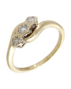 Pre-Owned 9ct Gold Illusion Set Diamond Trilogy Twist Ring