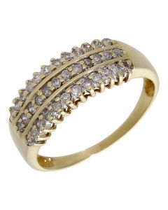 Pre-Owned 9ct Yellow Gold 0.33ct Diamond 3 Row Dress Ring