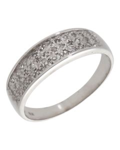Pre-Owned 9ct White Gold Diamond Set Domed Band Dress Ring