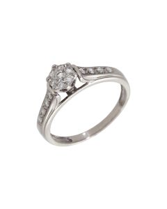 Pre-Owned 9ct White Gold 0.195ct Diamond Cluster Ring