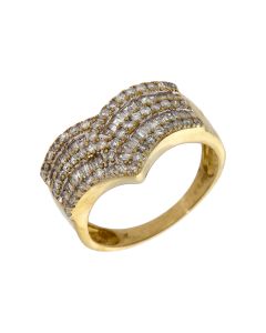 Pre-Owned 9ct Gold 1.00ct Mixed Cut Diamond Half Wishbone Ring