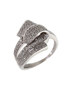 Pre-Owned 9ct White Gold 0.50ct Diamond Wave Dress Ring