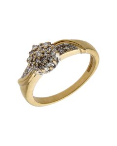 Pre-Owned 9ct Yellow Gold Diamond Cluster Ring