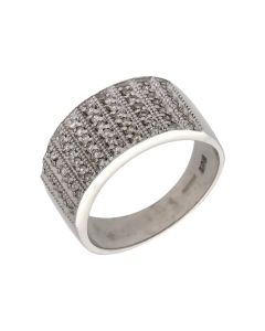 Pre-Owned 9ct White Gold Diamond Multi Row Band Dress Ring