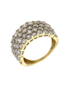 Pre-Owned 9ct Yellow Gold 4 Row Diamond Dress Ring