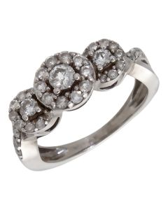 Pre-Owned 18ct White Gold 0.50ct Diamond Triple Cluster Ring
