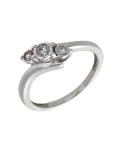 Pre-Owned 9ct White Gold 0.15ct Diamond Trilogy Twist Ring