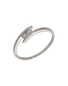 Pre-Owned 9ct White Gold 2 Stone Diamond Crossover Twist Ring