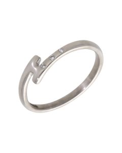Pre-Owned 18ct White Gold Diamond Set Crossover Twist Ring