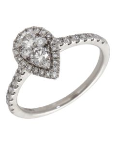 Pre-Owned 18ct White Gold 0.75ct Diamond Pear Cluster Ring