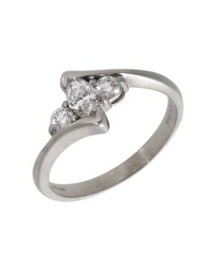 Pre-Owned 18ct White Gold Diamond Trilogy Twist Ring