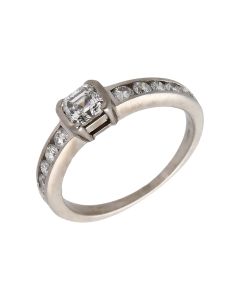 Pre-Owned 18ct White Gold Asscher Cut Diamond Solitaire Ring