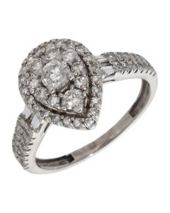 Pre-Owned 18ct White Gold 0.80ct Diamond Pear Cluster Ring