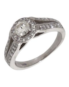 Pre-Owned 18ct White Gold 0.75ct Diamond Halo Cluster Ring