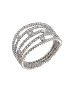 Pre-Owned 18ct White Gold 0.54ct Diamond Multi Row Bubble Ring