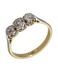Pre-Owned 14ct Gold Old Cut Diamond Trilogy Ring