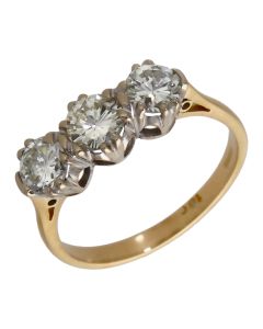 Pre-Owned 9ct Yellow Gold 1.50ct Diamond Trilogy Ring
