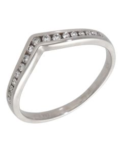 Pre-Owned 9ct White Gold 0.18ct Diamond Half Wishbone Ring