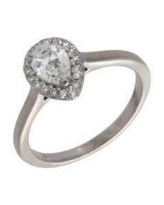 Pre-Owned 9ct White Gold 0.70ct Diamond Pear Cluster Ring