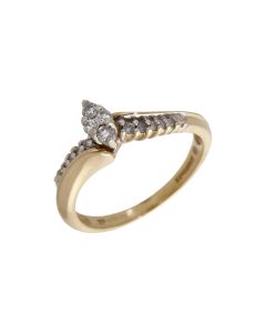 Pre-Owned 9ct Yellow Gold Mixed Cut Diamond Twist Ring