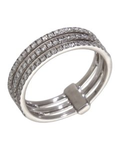 Pre-Owned 18ct White Gold Diamond Set 3 Row Band Ring