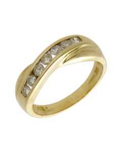 Pre-Owned 18ct Yellow Gold 0.50ct Diamond Crossover Wave Ring