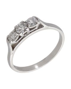Pre-Owned 14ct White Gold 0.50ct Diamond Trilogy Ring