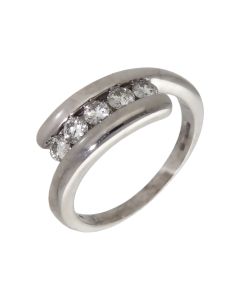 Pre-Owned 9ct White Gold 0.50ct Diamond 5 Stone Twist Ring