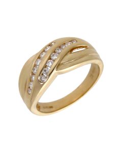 Pre-Owned 14ct Yellow Gold 0.33ct Diamond Crossover Wave Ring