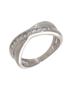 Pre-Owned 9ct White Gold 0.25ct Diamond Crossover Band Ring
