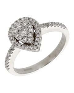 Pre-Owned 9ct White Gold Diamond Pear Cluster Ring
