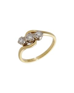 Pre-Owned 18ct Gold Illusion Set Diamond Trilogy Twist Ring