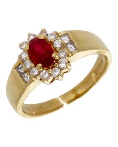Pre-Owned 18ct Yellow Gold Ruby & Diamond Cluster Ring