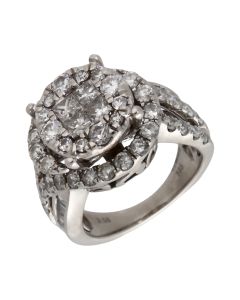 Pre-Owned 14ct White Gold 2.50ct Mixed Cut Diamond Cluster Ring