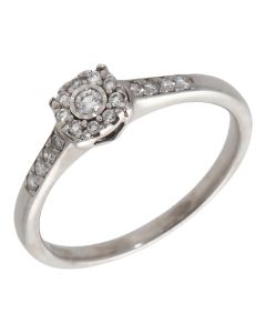 Pre-Owned 9ct White Gold 0.15ct Diamond Cluster Ring