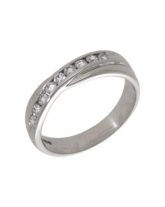 Pre-Owned 18ct White Gold 0.20ct Diamond Crossover Wave Ring