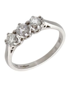 Pre-Owned Platinum 0.66ct Diamond Trilogy Ring