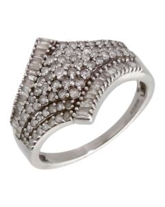 Pre-Owned 9ct White Gold Mixed Cut Diamond Cluster Ring