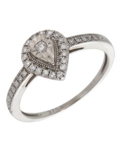 Pre-Owned 9ct White Gold Diamond Pear Cluster Ring