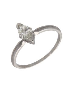 Pre-Owned 18ct White Gold 0.52ct Marquise Diamond Solitaire Ring
