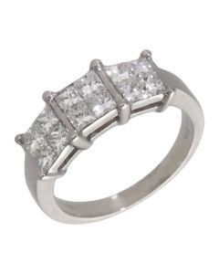 Pre-Owned 18ct White Gold Princess Cut Diamond Cluster Ring