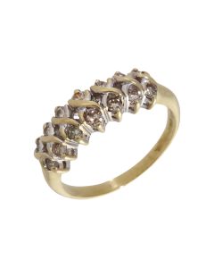 Pre-Owned 9ct Gold 0.50ct Diamond 2 Row Kiss Dress Ring