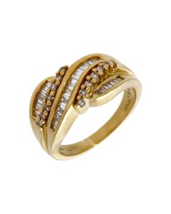 Pre-Owned 18ct Yellow Gold 0.50ct Mixed Cut Diamond Wave Ring