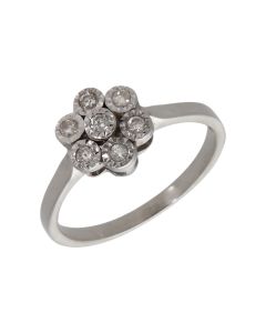 Pre-Owned 9ct White Gold 0.10ct Diamond Cluster Ring