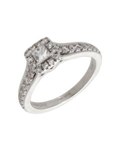 Pre-Owned Vera Wang Mixed Cut Diamond Halo Cluster Ring