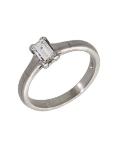 Pre-Owned Platinum 0.40ct Emerald Cut Diamond Solitaire Ring
