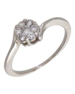 Pre-Owned 9ct White Gold 0.20ct Diamond Cluster Twist Ring