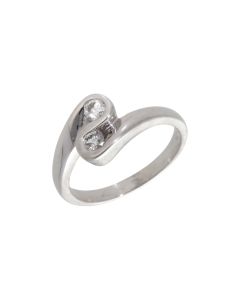 Pre-Owned 9ct White Gold Diamond 2 Stone Twist Ring